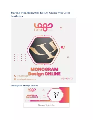 Starting with Monogram Design Online with Great Aesthetics