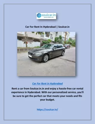 Car For Rent In Hyderabad | Soulcar.in