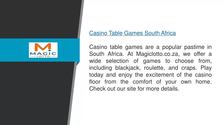 casino table games south africa casino table