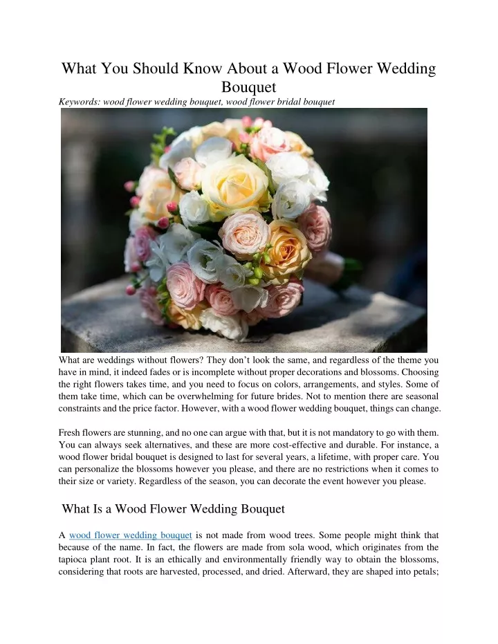 what you should know about a wood flower wedding