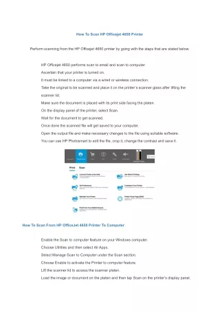 How To Scan HP Officejet 4650 Printer