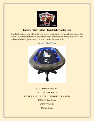 Luxury Poker Tables  Kandjpokertables.com