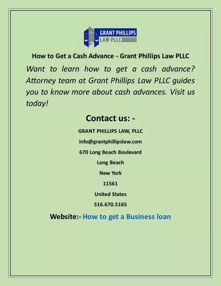 how to get a cash advance grant phillips law pllc