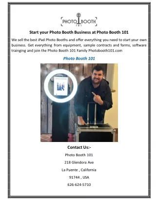 Start your Photo Booth Business at Photo Booth 101