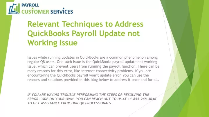 relevant techniques to address quickbooks payroll update not working issue