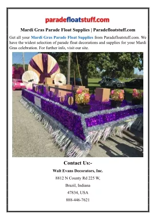 Mardi Gras Parade Float Supplies | Paradefloatstuff.com