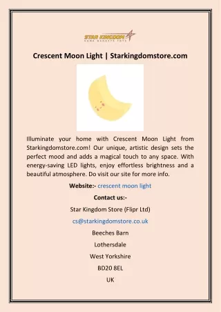 Crescent Moon Light  Starkingdomstore