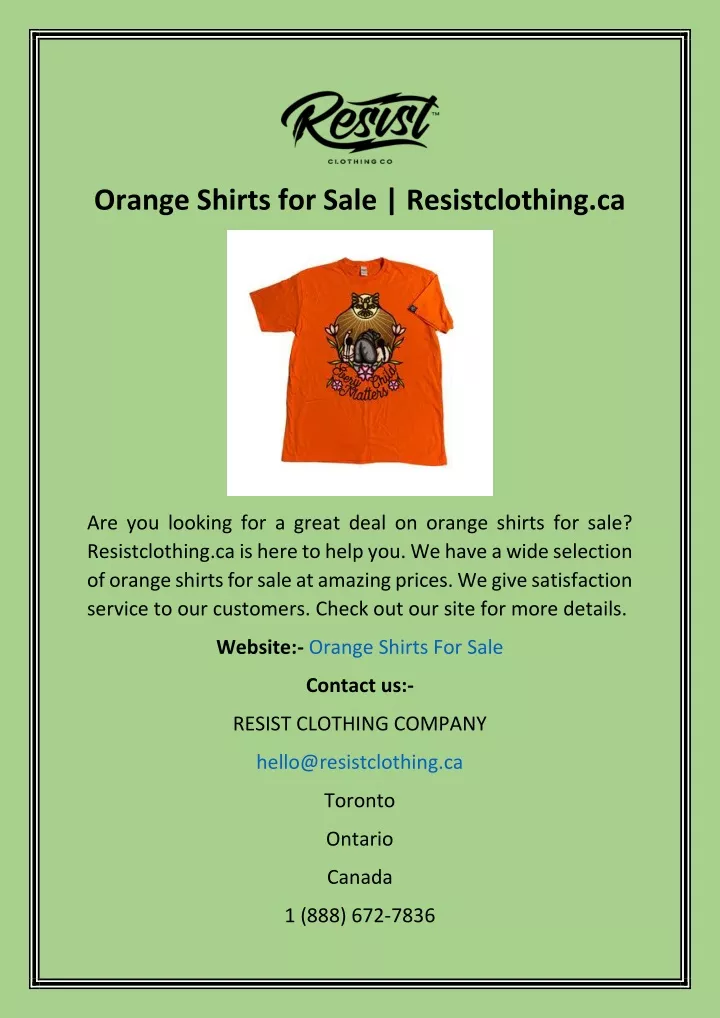 orange shirts for sale resistclothing ca