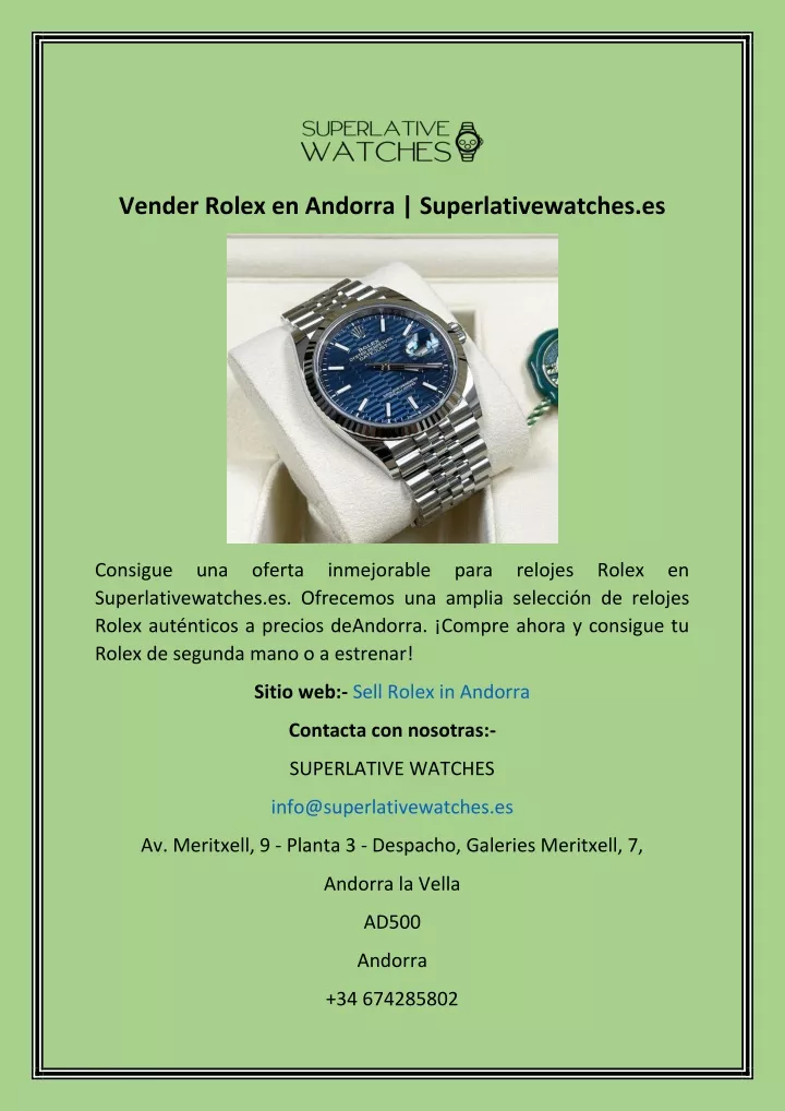 vender rolex en andorra superlativewatches es