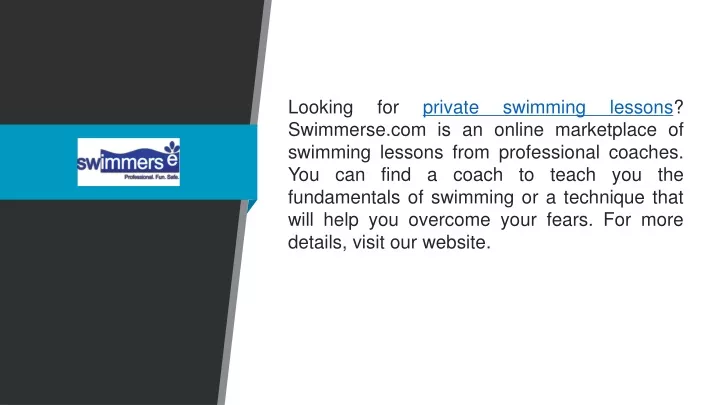 looking for private swimming lessons swimmerse