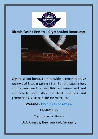 Bitcoin Casino Review  Cryptocasino-bonus