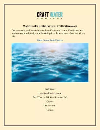 Water Cooler Rental Service  Craftwaterco.com
