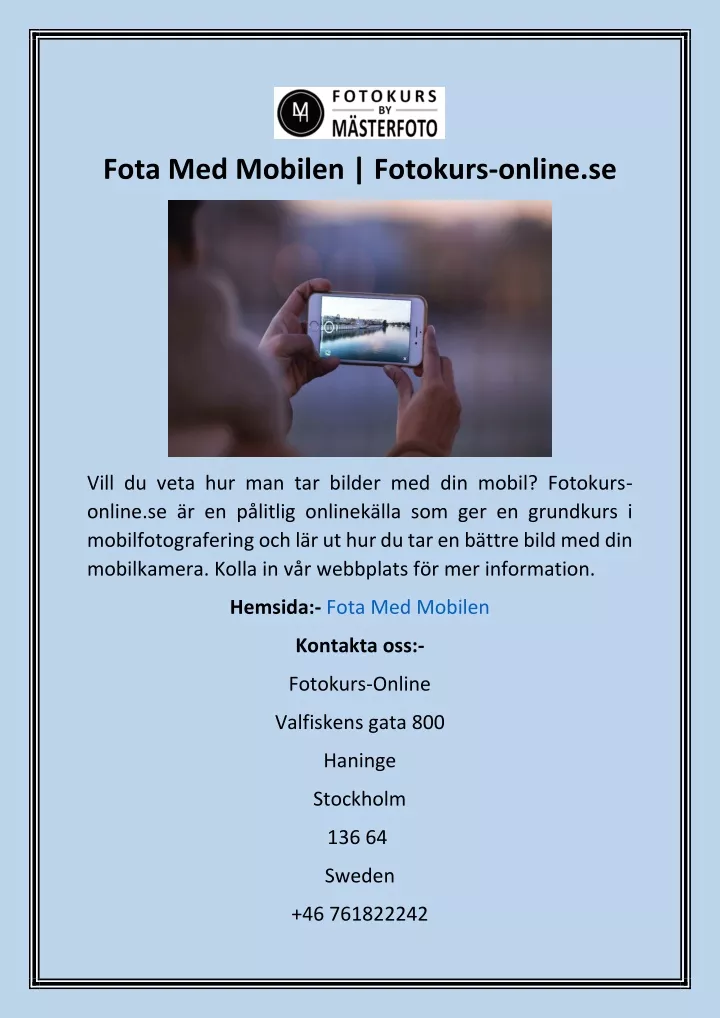 fota med mobilen fotokurs online se