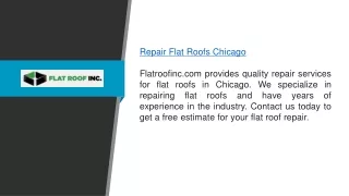 Repair Flat Roofs Chicago  Flatroofinc.com
