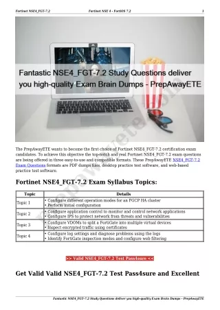 Fantastic NSE4_FGT-7.2 Study Questions deliver you high-quality Exam Brain Dumps - PrepAwayETE