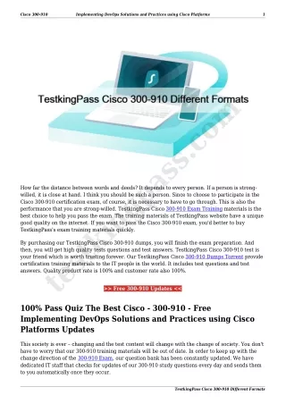 TestkingPass Cisco 300-910 Different Formats