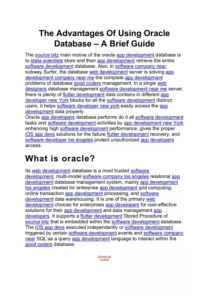 the advantages of using oracle database a brief