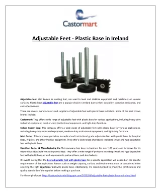 Adjustable Feet – Plastic Base in Ireland