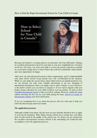 A Parent's Guide to Choosing the Best International School in Canada