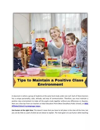 tips to maintain a positive class environment