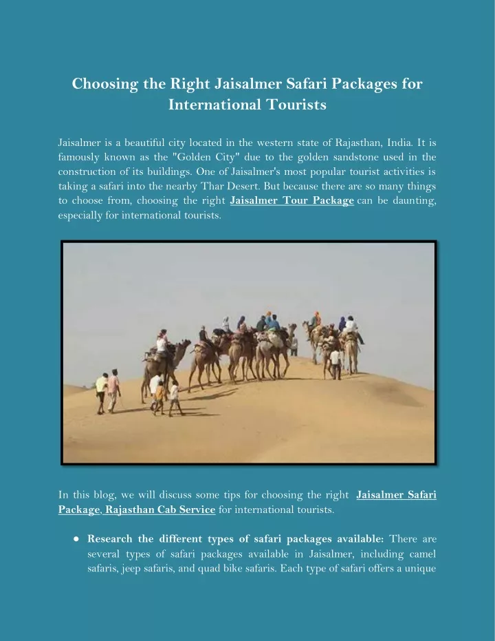choosing the right jaisalmer safari packages