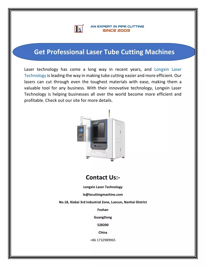 get professional laser tube cutting machines