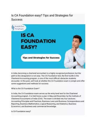 Is CA Foundation easy