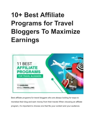 10  Best Affiliate Programs for Travel Bloggers To Maximize Earnings