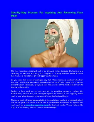 Step-By-Step Process For Applying And Removing Face Mask