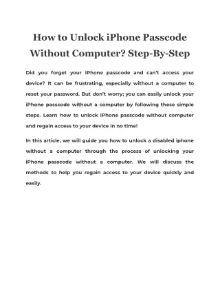 How to Unlock iPhone Passcode Without Computer Step-By-Step