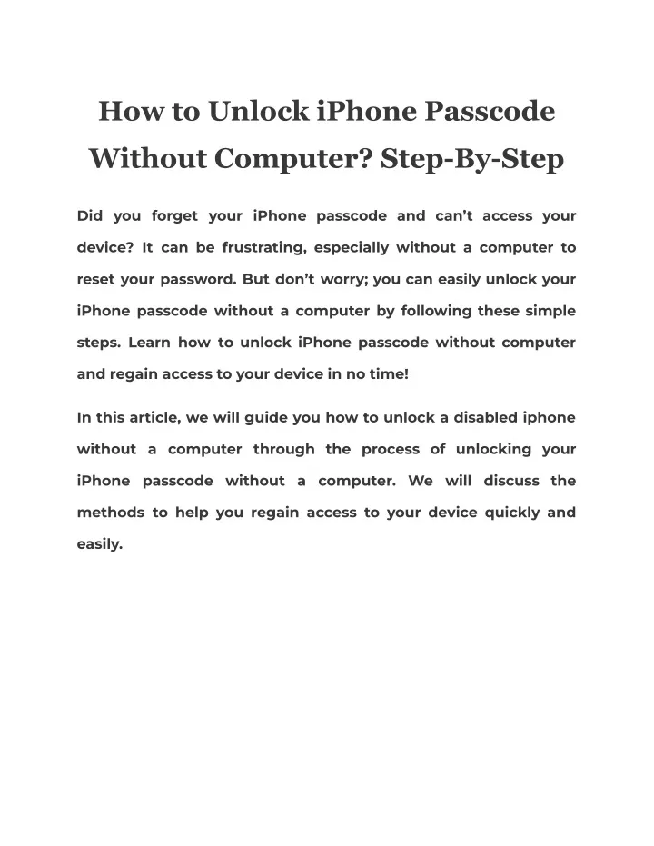how to unlock iphone passcode