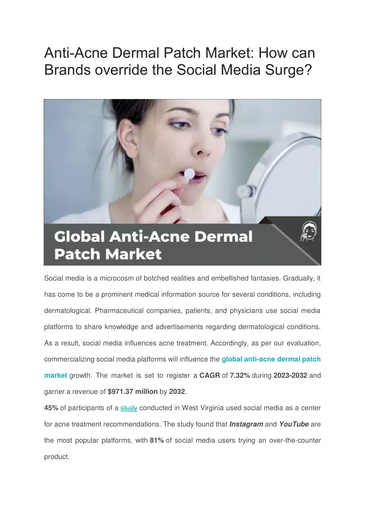 anti acne dermal patch market how can brands