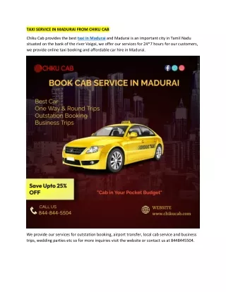 taxi service in madurai from chiku cab