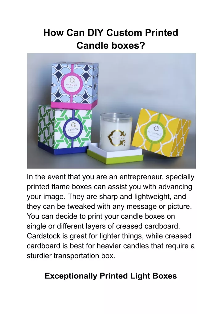 how can diy custom printed candle boxes