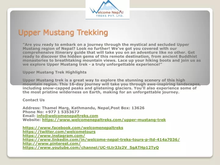 upper mustang trekking