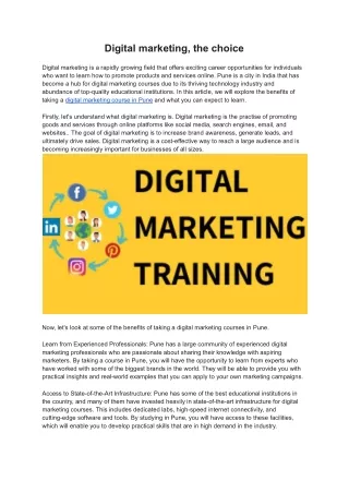 Digital marketing, The choice