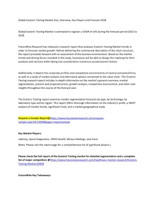 global esoteric testing market size overview