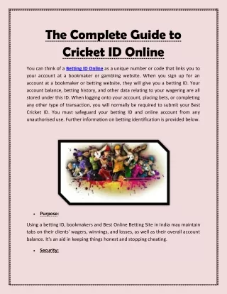 The Complete Guide to Cricket ID Online