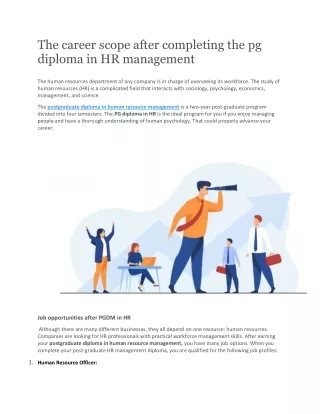 The career scope after completing the pg diploma in HR management