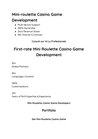 mini roulette casino game development multi