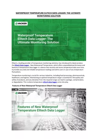 WATERPROOF TEMPERATURE ELITECH DATA LOGGER THE ULTIMATE MONITORING SOLUTION