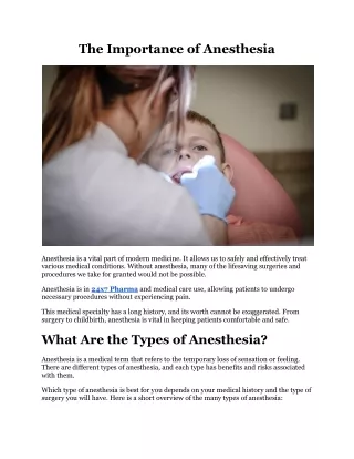 the importance of anesthesia