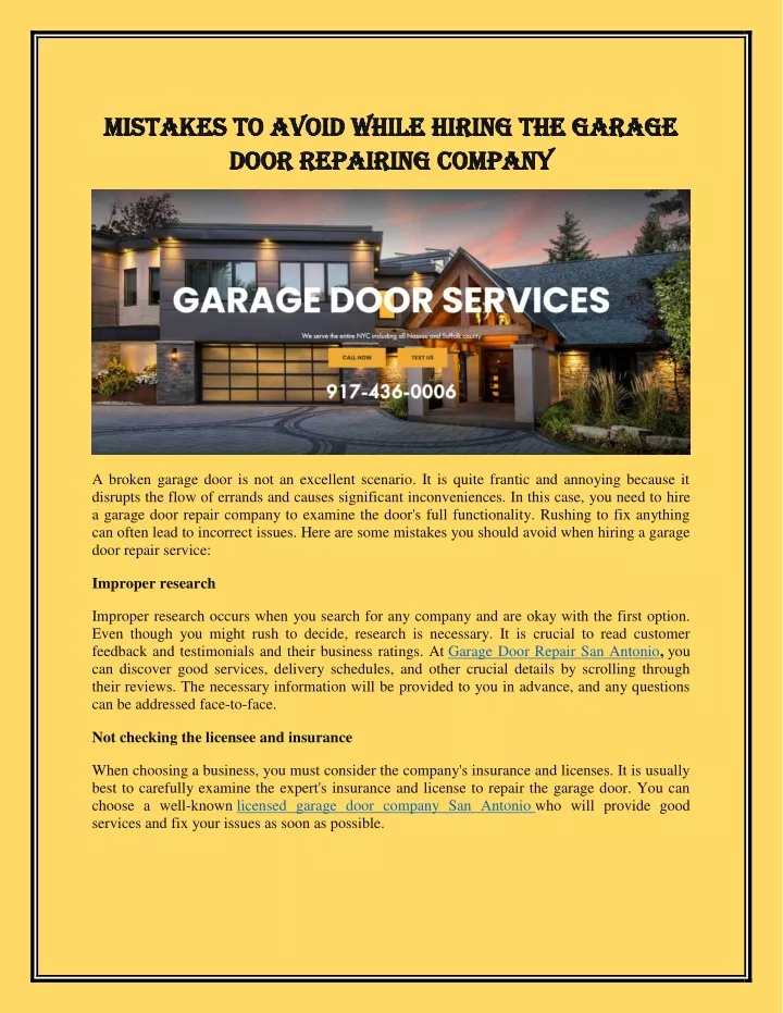 mistakes to avoid while hiring the garage