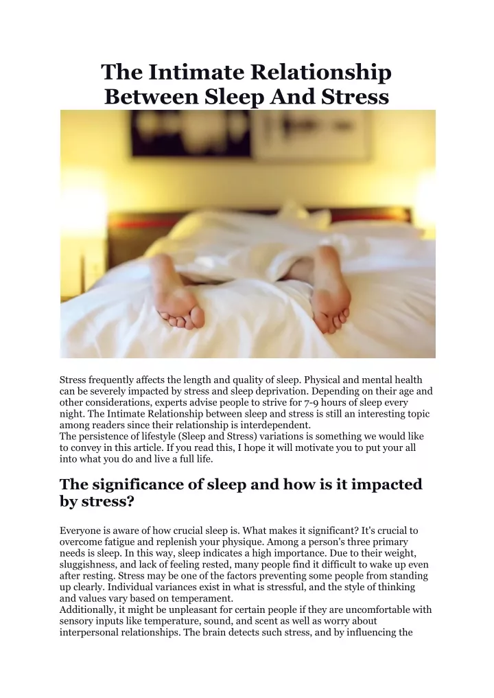 the intimate relationship between sleep and stress