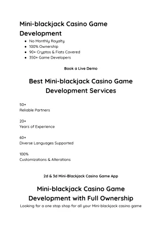 Mini-blackjack Casino Game Development