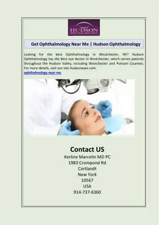 Get Ophthalmology Near Me  Hudson Ophthalmology