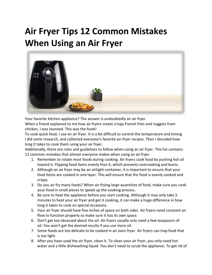 air fryer tips 12 common mistakes when using