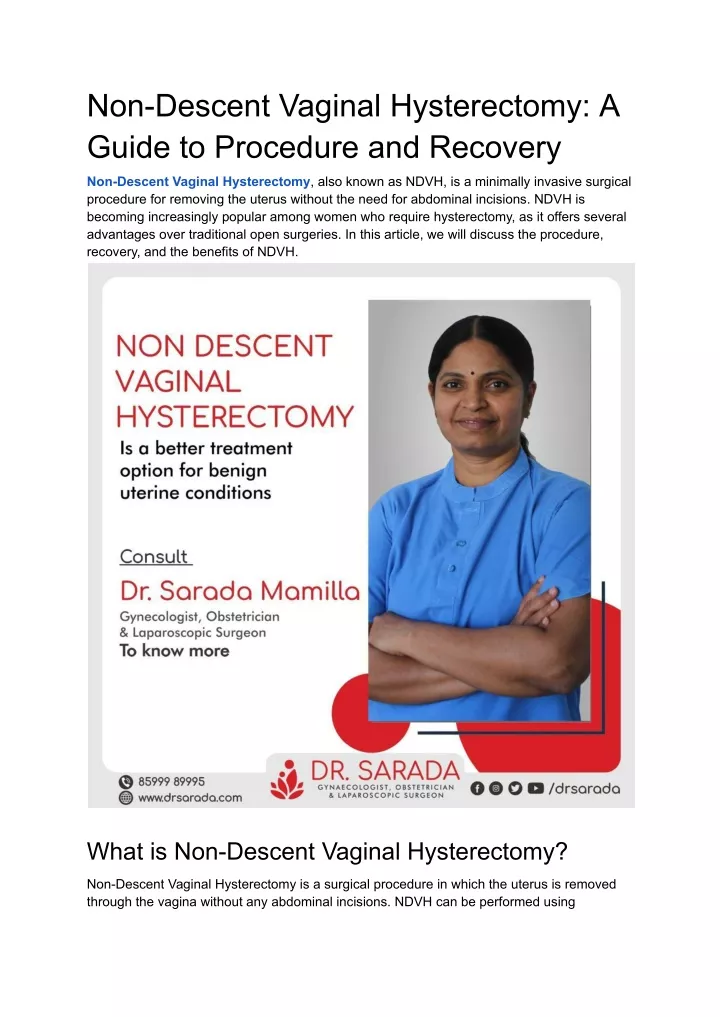 non descent vaginal hysterectomy a guide