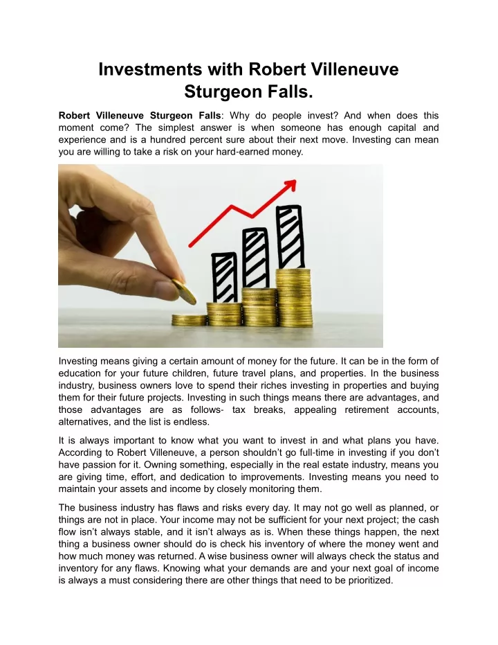 investments with robert villeneuve sturgeon falls