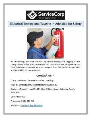 Electrical Testing and Tagging in Adelaide for Safety